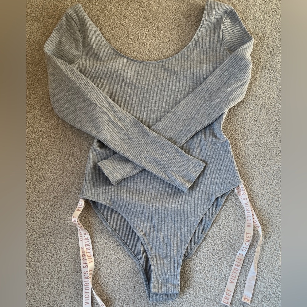 Victoria's Secret Gray Ribbed Bodysuit